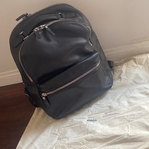 Shinola Brown Leather Backpack with Silver Hardware